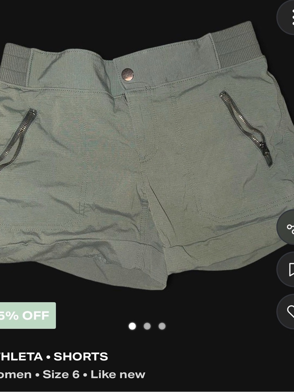 Athleta Women's Sage Green Stretch Cargo Shorts with Zip Pockets